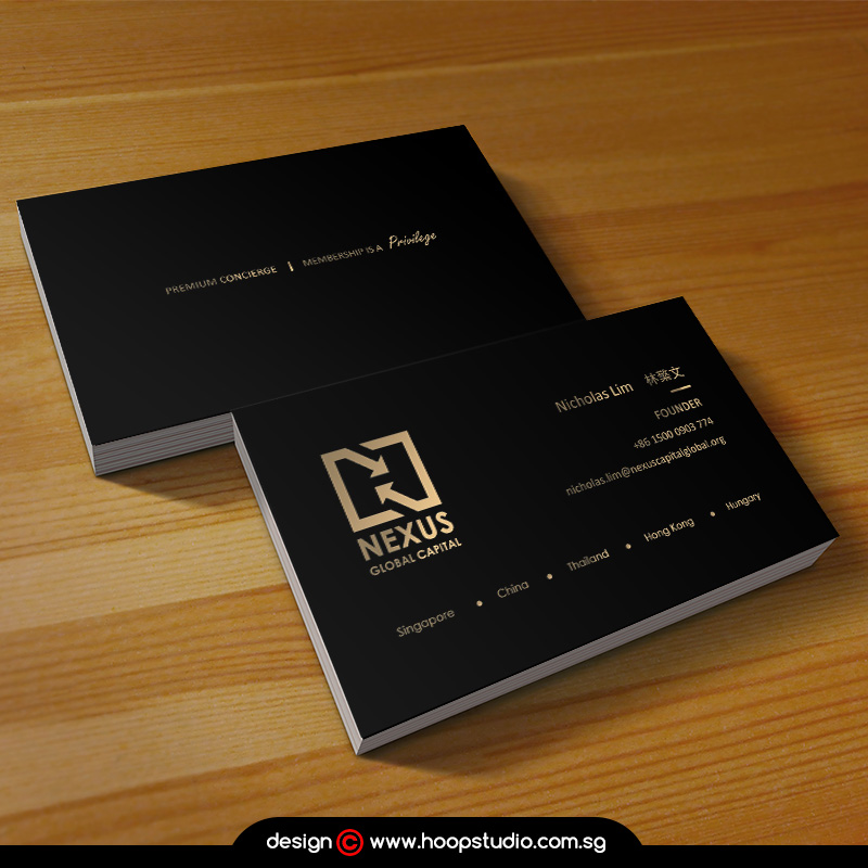 gold hotstamping business card design and printing